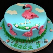 Торт розовый фламинго